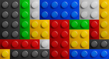 Renkli yapıcı parçaları plastik yapı blokları kusursuz arkaplan soyut geometrik ızgara dokusu
