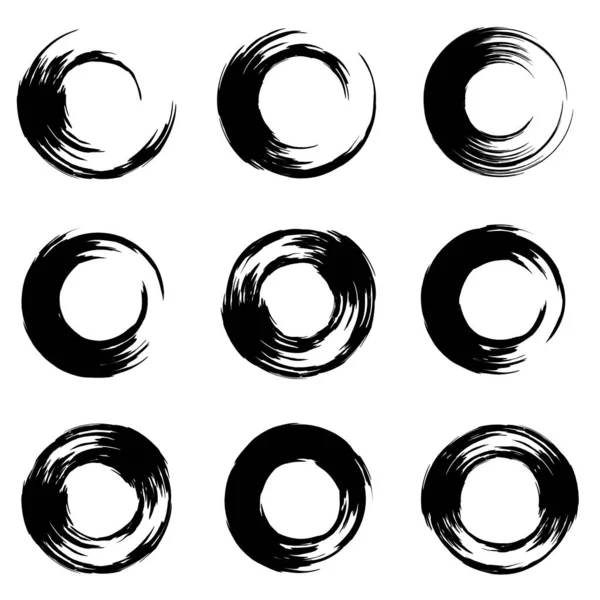 Grunge Paint Scribble Circle Vector Elements Set — Stock Photo, Image