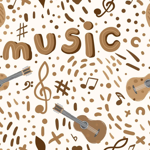 Doodle Mão Abstrata Desenhado Padrão Musical Sem Costura — Fotografia de Stock