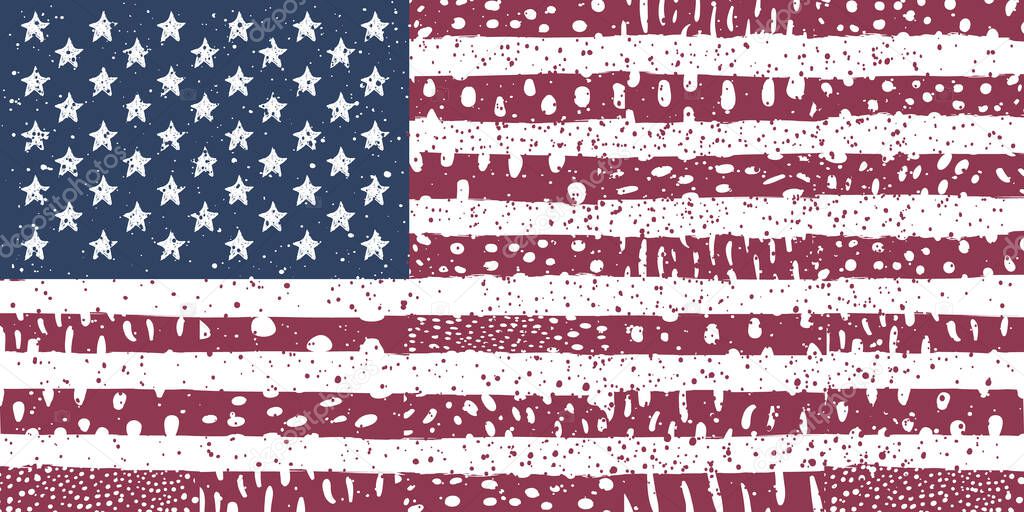 American USA flag with grunge texture background 