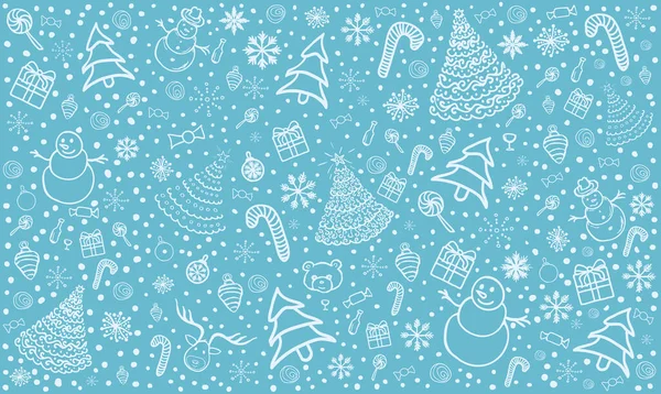 Christmas Holiday New Year Abstract Background Hand Drawn Doodle Elements — Stock Photo, Image