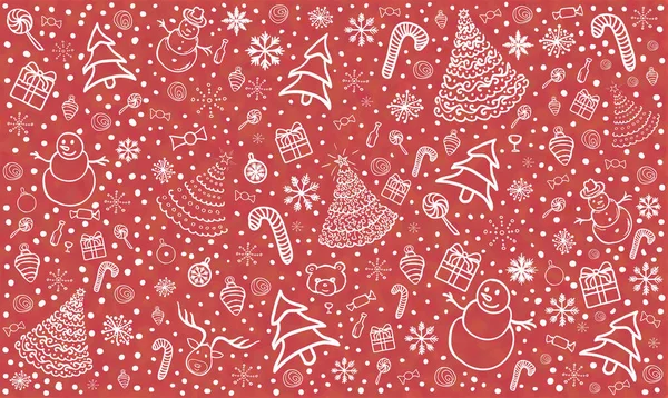 Christmas Holiday New Year Abstract Background Hand Drawn Doodle Elements — Stock Photo, Image