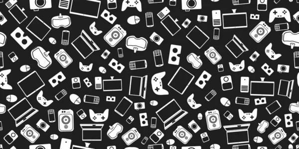 Gadget ve aygıt desen koleksiyonu Bilgisayar donanım bileşenleri ve elektronik aksesuarlar kümesi