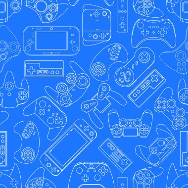 Video oyunu denetleyici oyun alanı arka plan Gadgets ve aygıtlar dikişsiz desen 