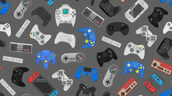 Herní Ovladač Gamepad Pozadí Gadgets Zařízení Bezproblémové Vzor — Stock fotografie