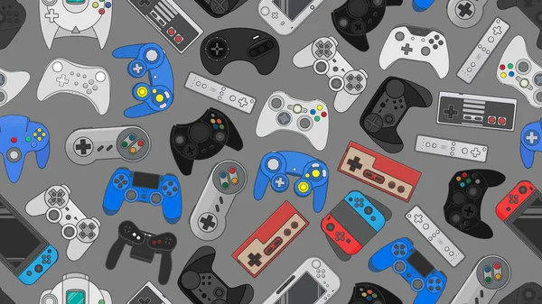 Videospiel Controller Gamepad Hintergrund Gadgets Und Geräte Nahtlose Muster — Stockfoto