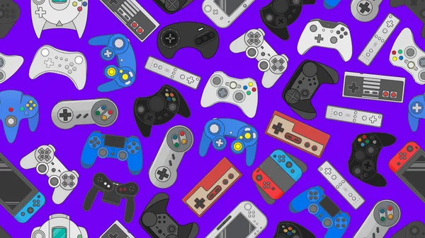 Videojáték Vezérlő Gamepad Háttér Gadgets Eszközök Zökkenőmentes Minta — Stock Fotó