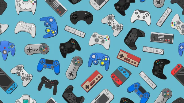 Contrôleur Jeu Vidéo Fond Manette Gadgets Appareils Modèle Sans Couture — Photo