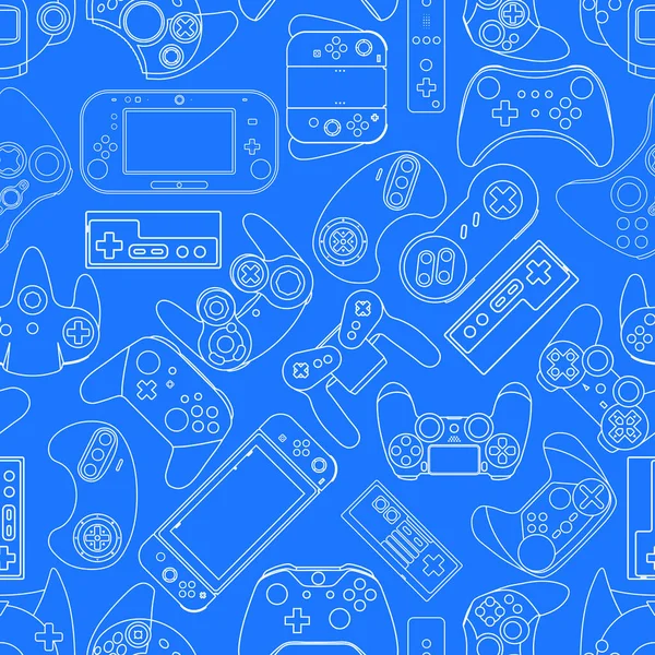 Videospiel Controller Gamepad Hintergrund Gadgets Und Geräte Nahtlose Muster — Stockfoto