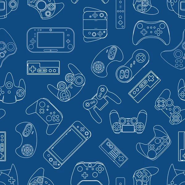 Videospiel Controller Gamepad Hintergrund Gadgets Und Geräte Nahtlose Muster — Stockfoto