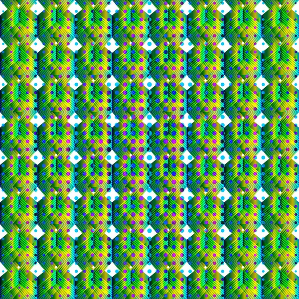 幾何学的なグリッドの背景現代的なカラフルな抽象的な多色のテクスチャシームレスなパターン — ストック写真