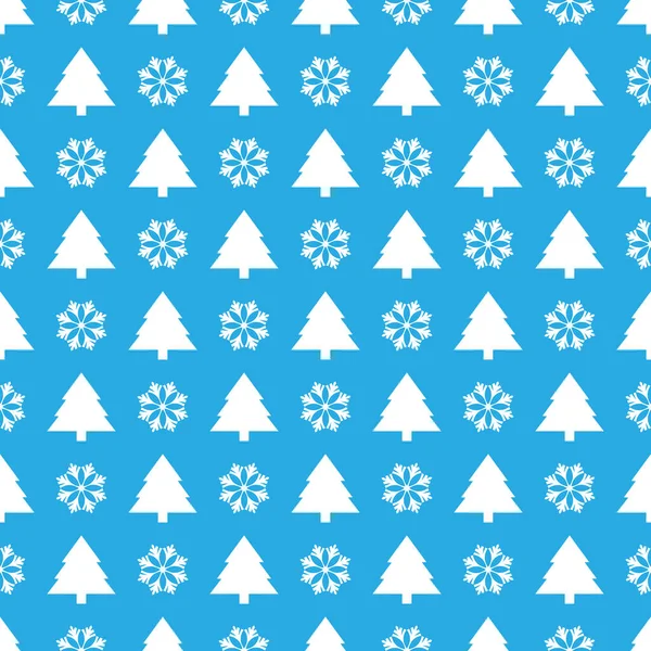 Nahtloses Muster Mit Cartoon Weihnachtsbäumen Mit Schneeflocken Auf Neutralem Hintergrund — Stockfoto