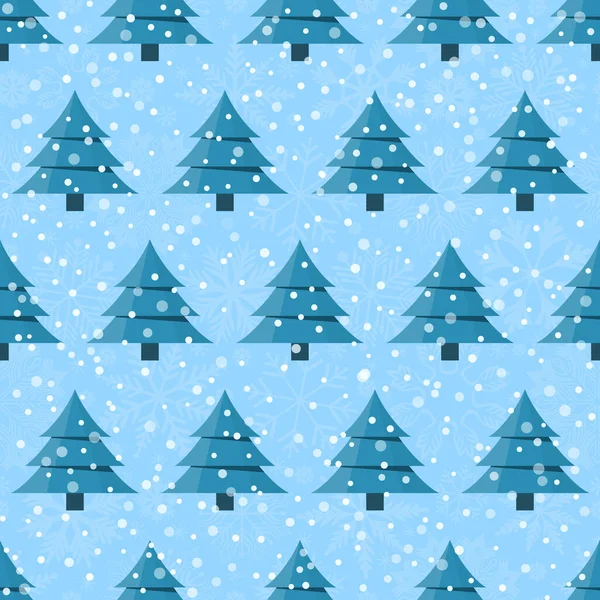Bezešvé Vzor Kreslenými Vánoční Stromky Sněhovými Vločkami Neutrálním Pozadí — Stock fotografie