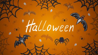 Cadılar Bayramı arkaplan tebrik kartı ve balkabağı kötü yüzler Tatil illümü