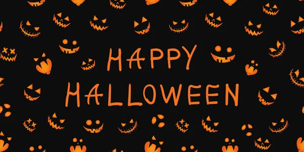 Tarjeta Felicitación Fondo Halloween Con Calabazas Caras Malvadas Ilustración Vacaciones —  Fotos de Stock