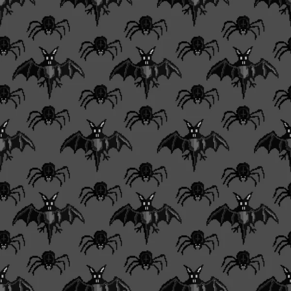 Halloween Sem Costura Padrão Pixel Art Estilo Fundo Férias — Fotografia de Stock