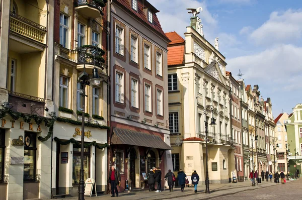 Poznan Poland February 6Th 2019 Old Town Square Historic Buildings — Stock Photo, Image