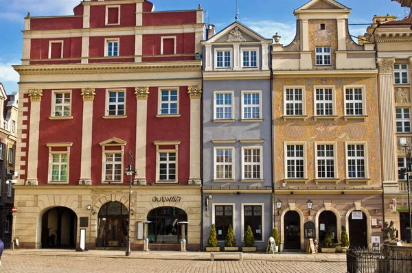 Poznań Polska 2019 Lutego Kolorowe Budynki Rynek Starego Miasta Stary — Zdjęcie stockowe