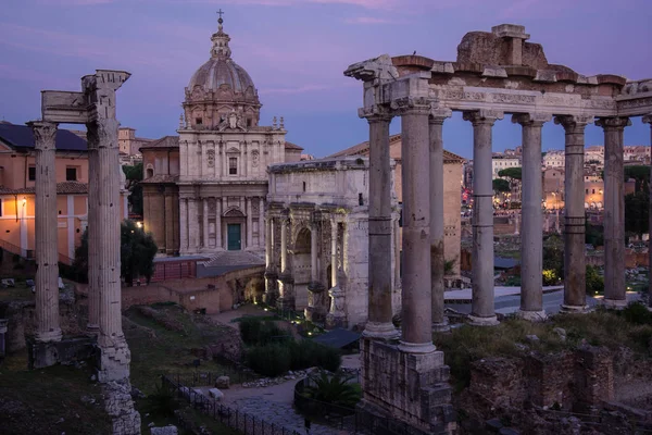 Ancienne Ville Italie Sunset Forum Romanum Vieux Piliers — Photo