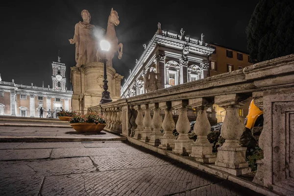 Italien Rom Nacht Kapitol Stairs Statue Rome — Stock Photo, Image