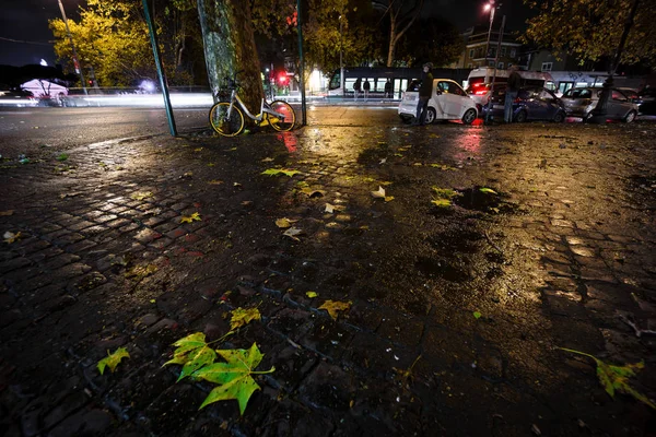 Rom Italien Stadteil Abends Blatt Trastevere Pflastersteine Herbst — Stock Photo, Image