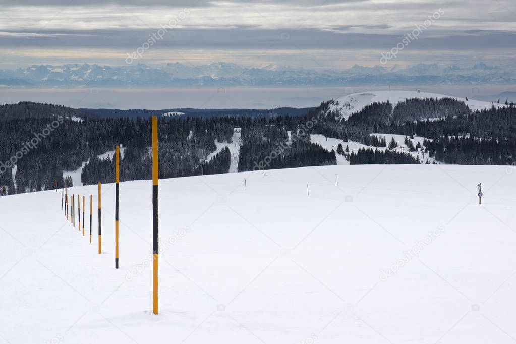 Germany black forest winter ski slope blue sky