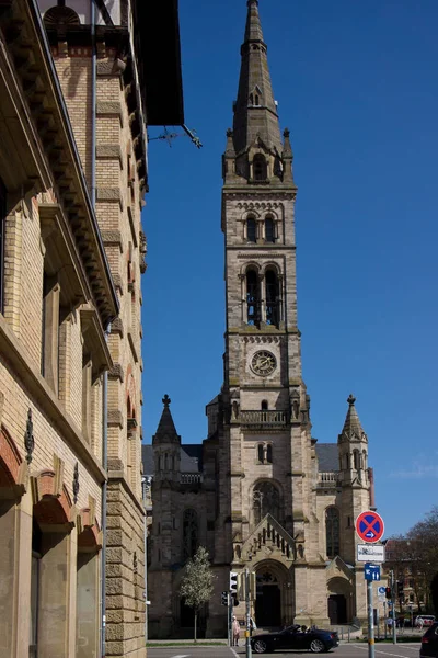 Kościół Miasta Niemcy Stuttgarcie Niebieski Niebo — Zdjęcie stockowe