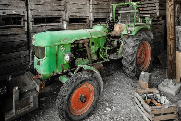 Agriculture Old Tractor Wooden Shag Farm Germany — Stock Photo, Image