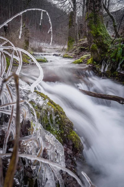 Alemania Cascada Corriente Agua Con Hielo Heladas — Foto de Stock