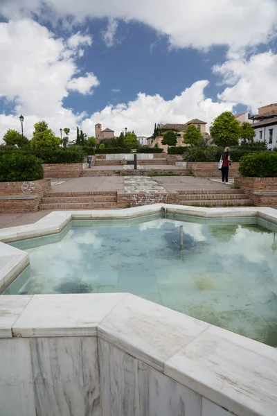 Espanha Andaluzia Granada Fonte Piscina Parque — Fotografia de Stock