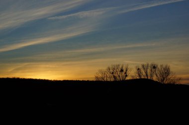 silhuete seyyar Almanya günbatımı mavi ve turuncu siyah
