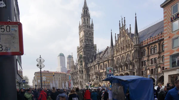 Munique Marienplatz Baviera Nova Câmara Municipal — Fotografia de Stock