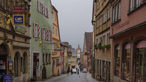Ancient street of rothenburg old houses — Stock Photo, Image