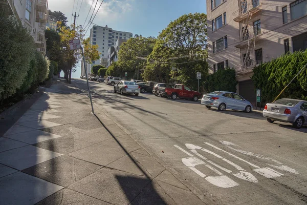 Stop sign on pavement in san francisco — Stock Photo, Image