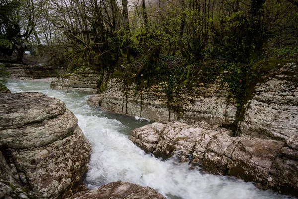 Rapide d'acqua bianca fiume selvaggio georgia — Foto Stock
