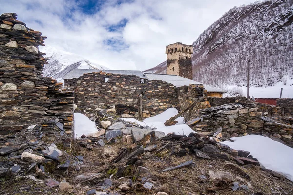 Ushguli paisagem rural da cidade — Fotografia de Stock