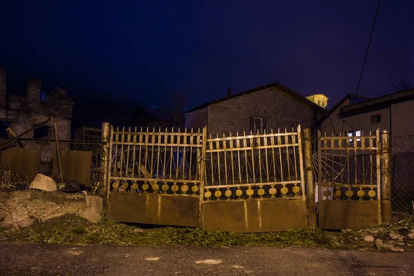 old metall fence in mestia at night