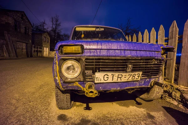 Old grunge lada at night — Stock Photo, Image