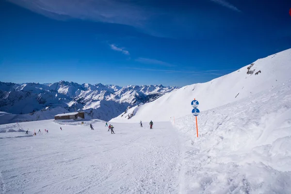 Bavarian alps mountain top in winter ski run Royalty Free Stock Photos