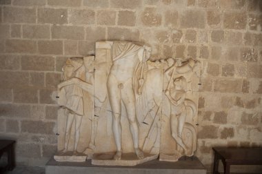 14. yüzyılın Ortaçağ palace Grand Master Kinights, St John of, Rodos, Yunanistan iç avlusu. UNESCO Dünya Miras Listesi.