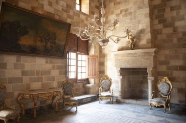 14. yüzyılın Ortaçağ palace Grand Master Kinights, St John of, Rodos, Yunanistan iç avlusu. UNESCO Dünya Miras Listesi.