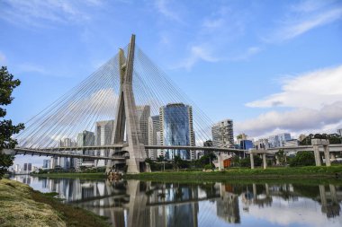 Ponte Octavio Frias de Oliveira, famous cable stayed (Ponte Estaiada) bridge at Sao Paulo