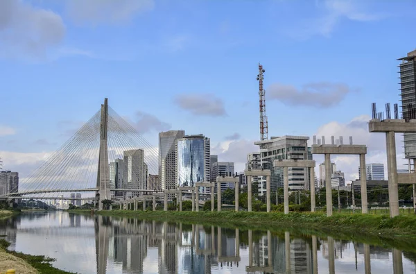 Ponte Octavio Frias de Oliveira, famous cable stayed (Ponte Estaiada) bridge at Sao Paulo
