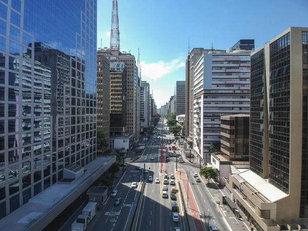 Luchtfoto Van Skyline Van Paulista Avenue Sao Paulo — Stockfoto