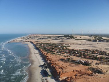 Canoa Quebrada Beach, Ceara, kuzeydoğu Brezilya havadan görünümü