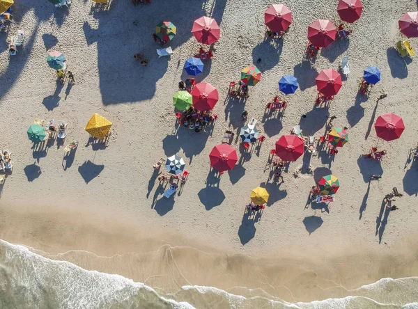 Playa Abarrotada Verano Vista Aérea — Foto de Stock