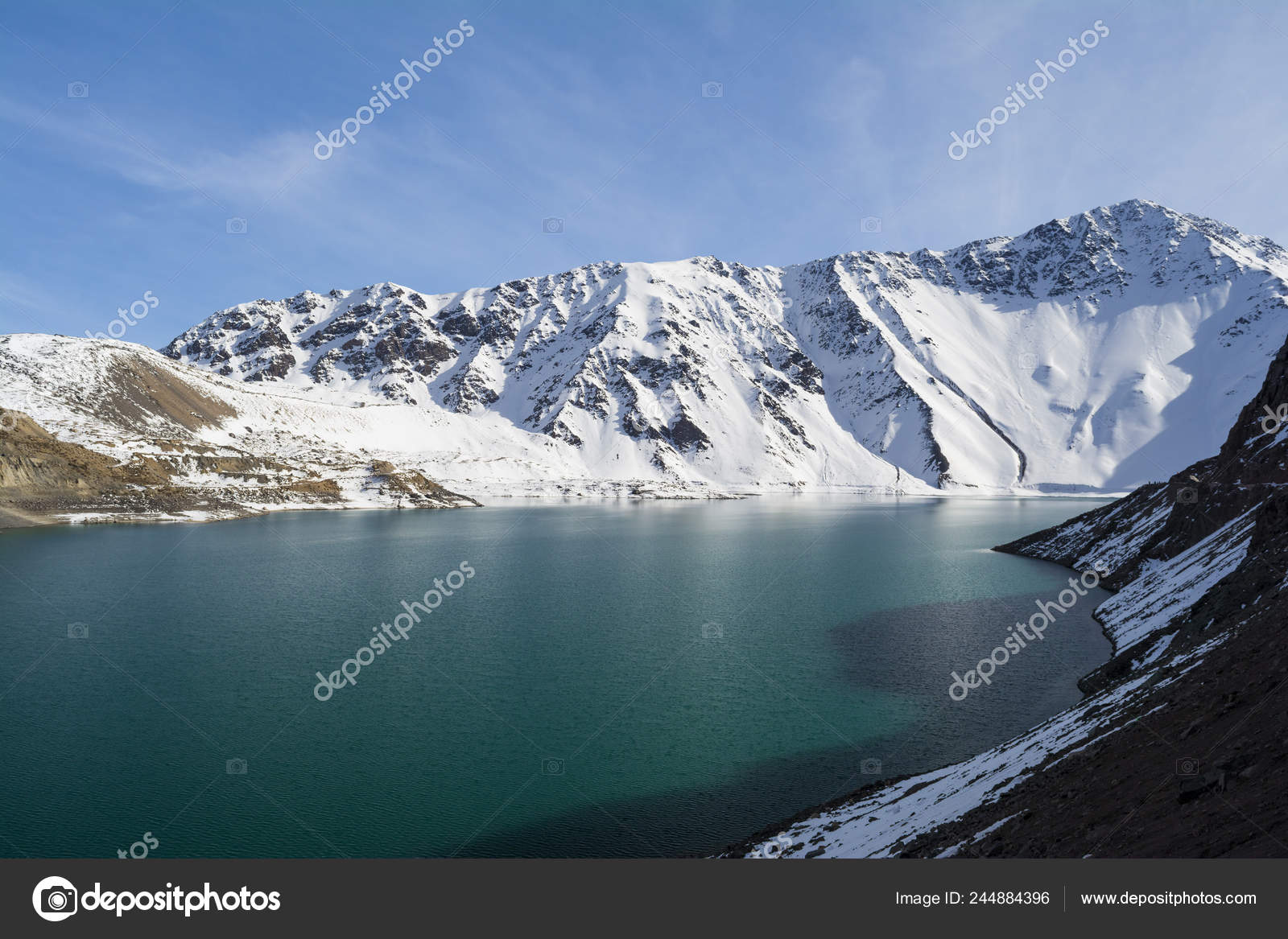 Embalse Yeso Cajon Del Maipo Turquoise Water Los Andes Chile Stock