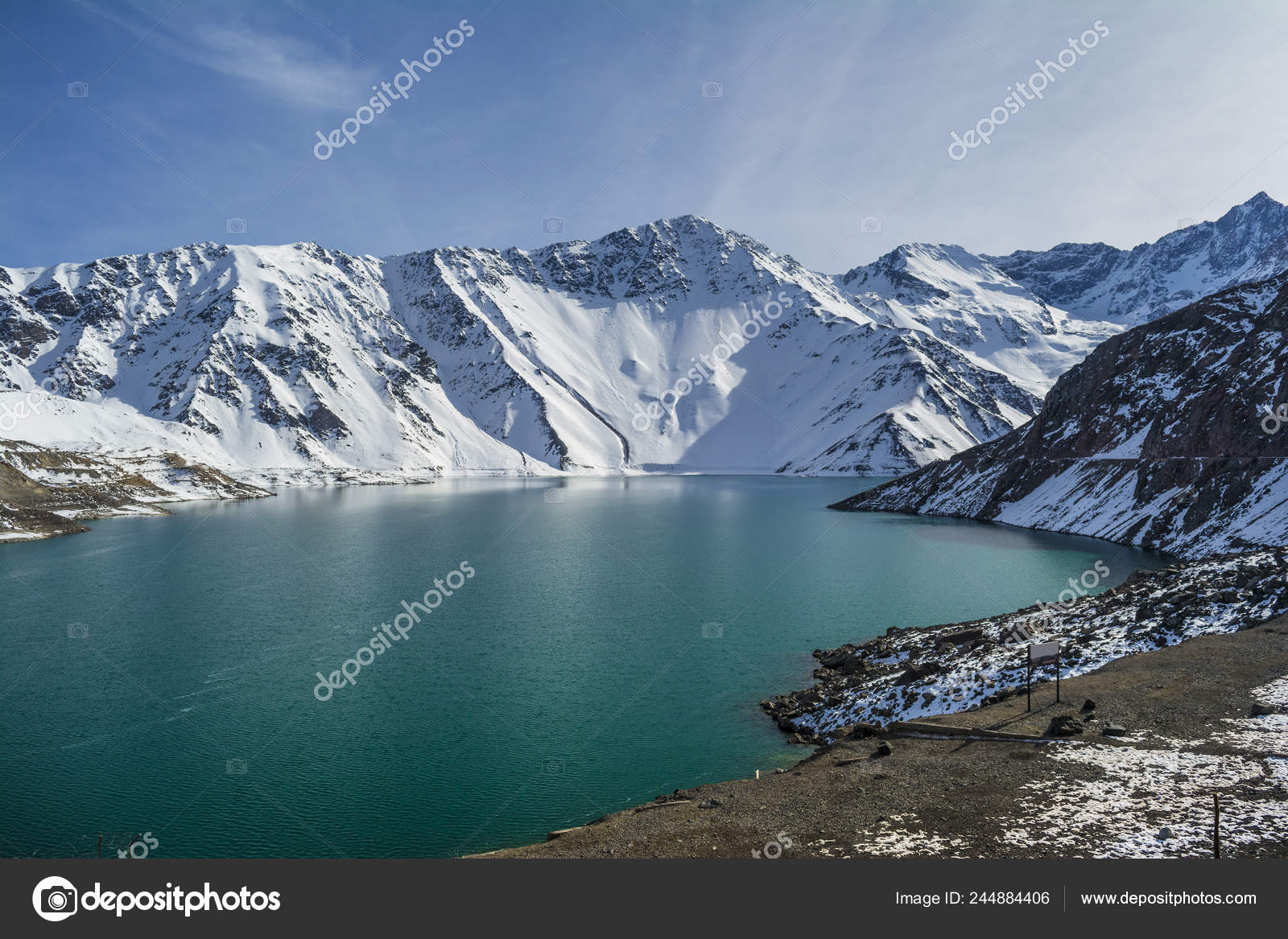 Embalse Yeso Cajon Del Maipo Turquoise Water Los Andes Chile Stock