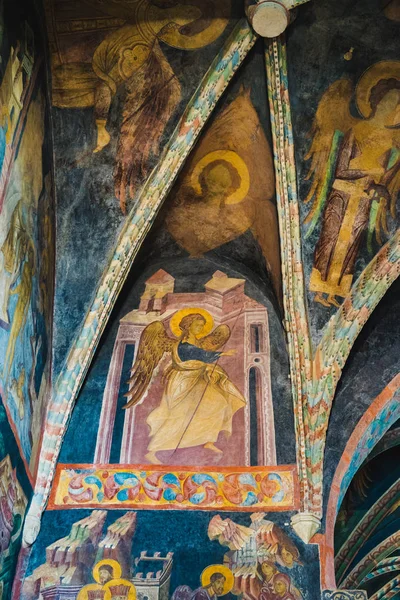 波兰卢布林 2018年7月18日 波兰卢布林圣三一教堂内部 这座教堂以其十五世纪东正教风格的壁画而闻名 天花板和墙壁壁画 — 图库照片