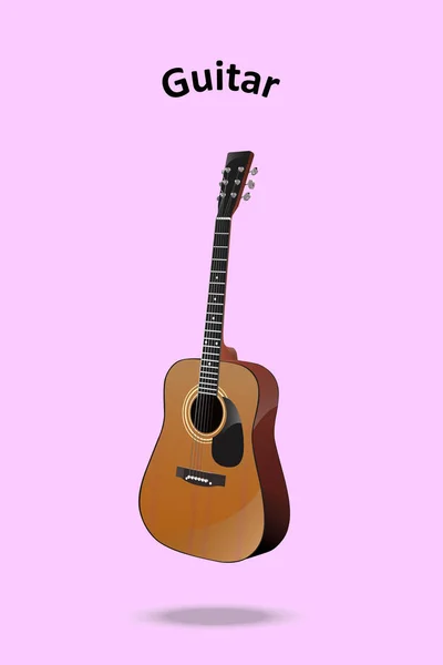Klassischer Gitarrenvektor Auf Pastellrosa Hintergrund Ist Eine Grad Vorschau — Stockvektor